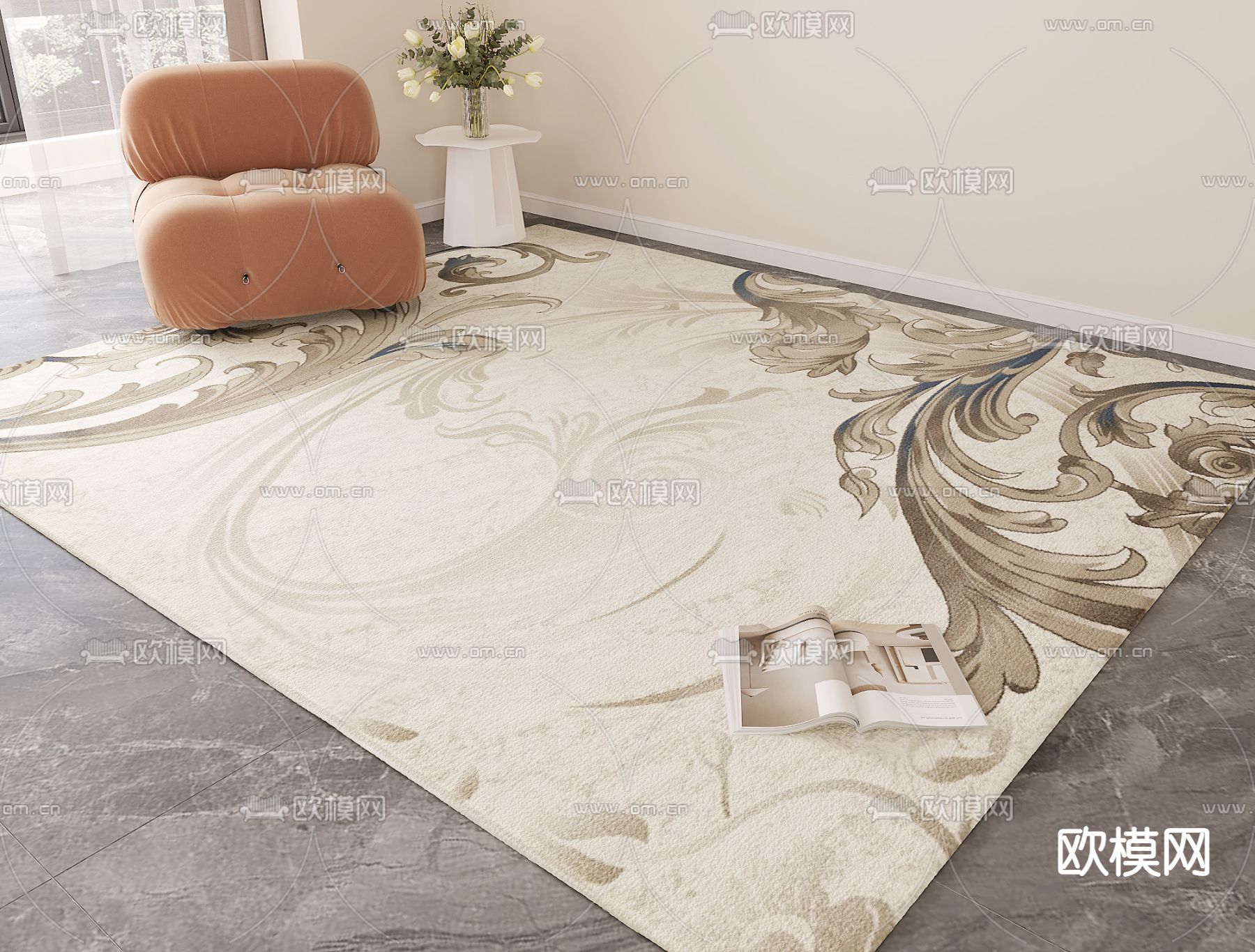 法式地毯免费3d模型下载