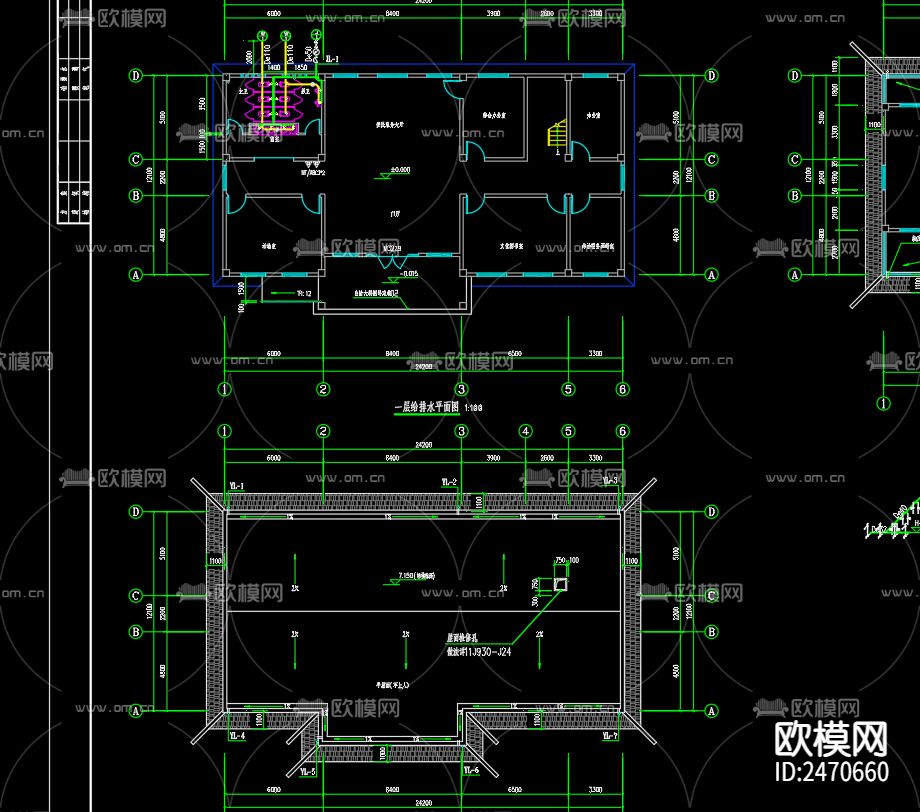 阳光新苑小区综合服务中心CAD施工图下载（渲染图3）