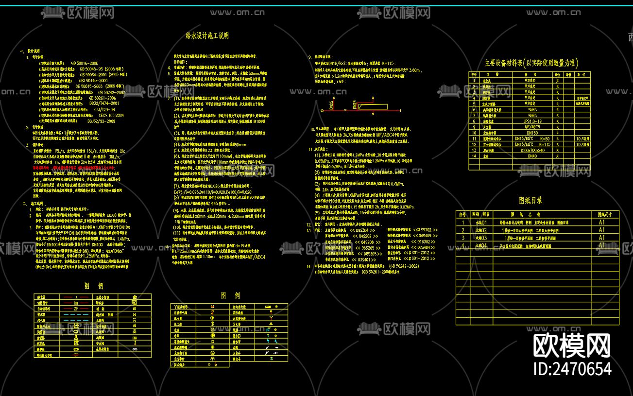 龙集敬老院1号楼水灭火系统CAD施工图下载（渲染图2）