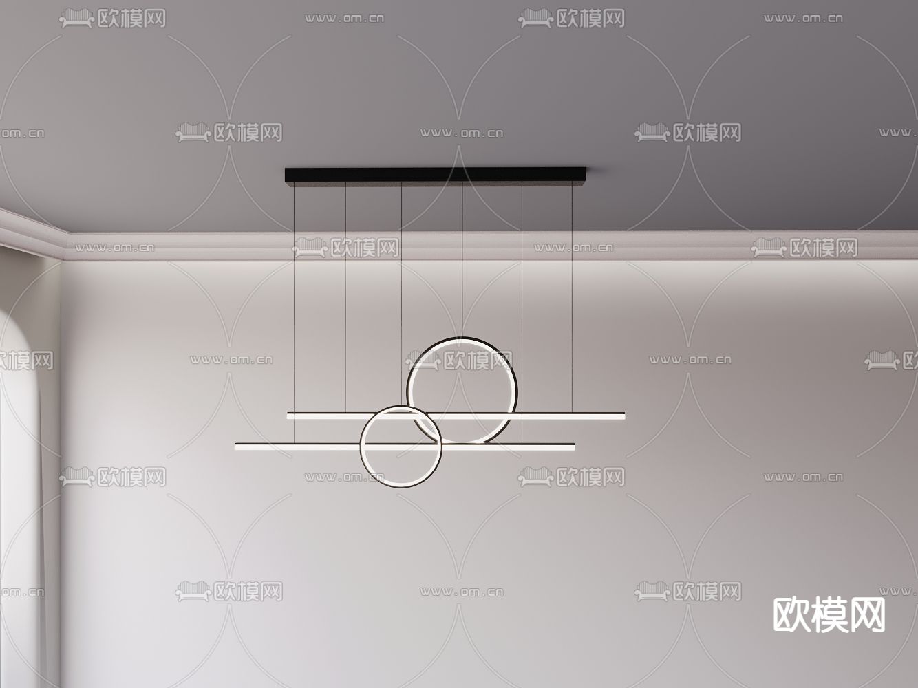 金属吊灯 不规则吸顶灯3d模型下载（渲染图5）