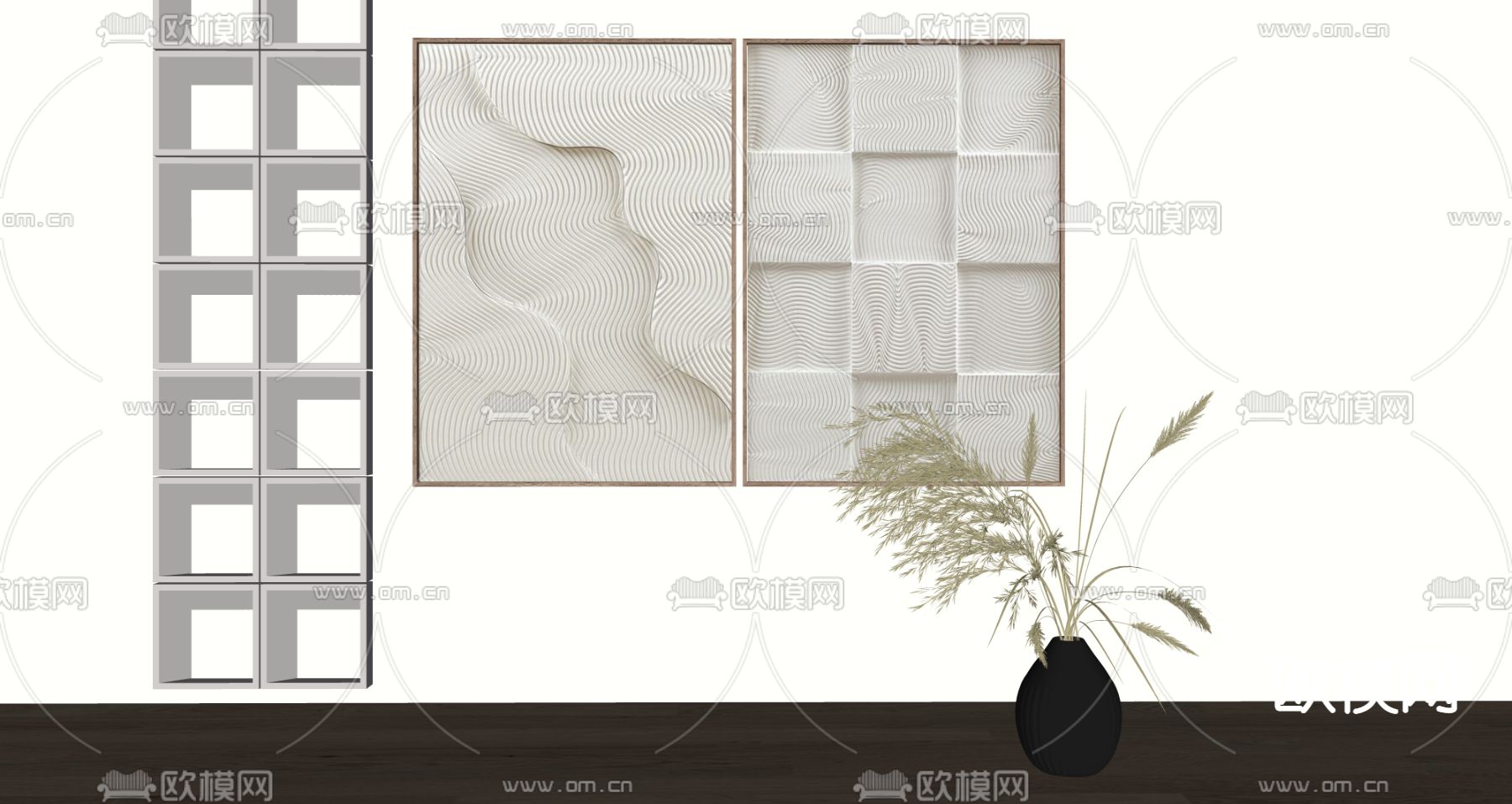 侘寂风肌理画 装饰画su模型下载（渲染图2）