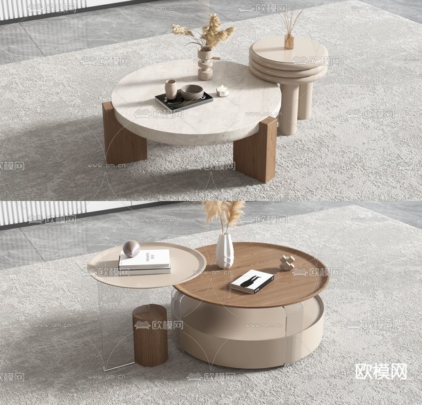 北欧子母茶几3d模型下载(渲染图1)