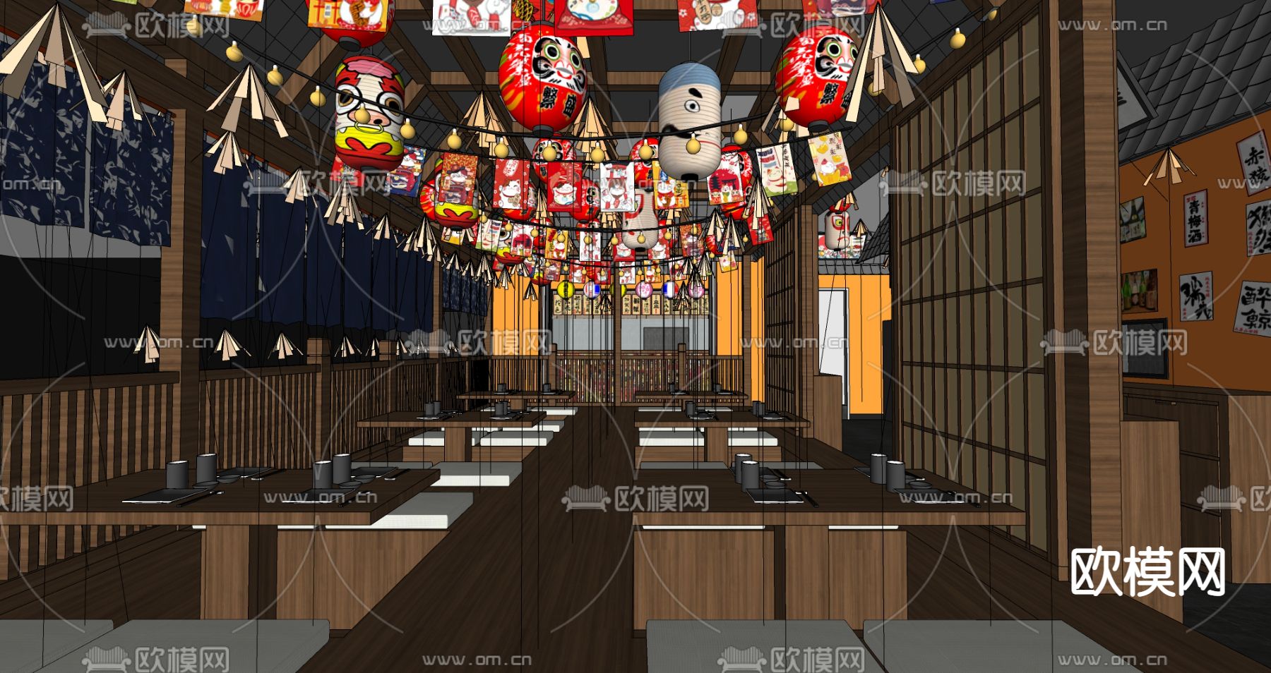 日式料理店su模型