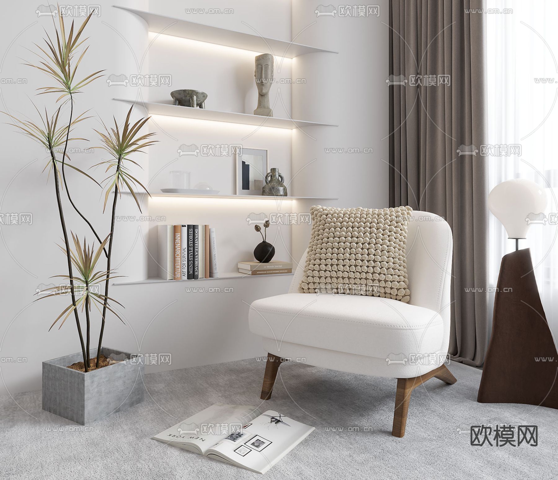 现代单人沙发免费3d模型下载