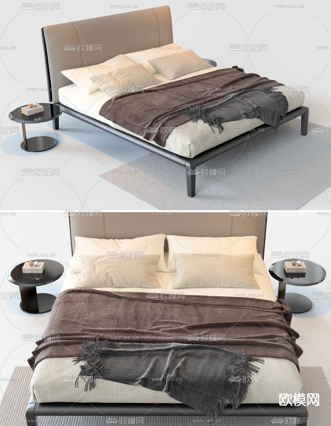 Meridiani 现代双人床3d模型下载（渲染图3）