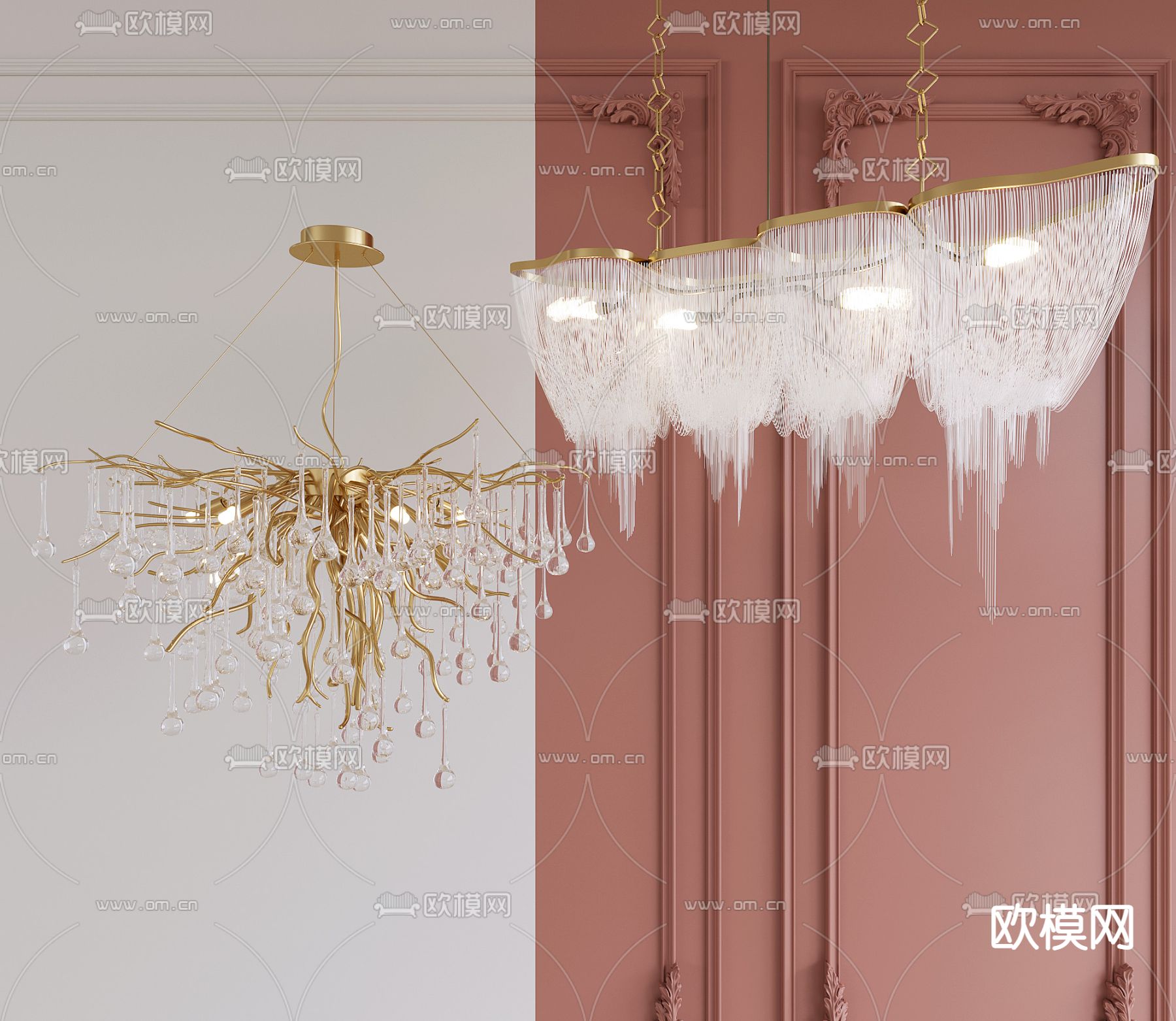 法式轻奢吊灯免费3d模型下载