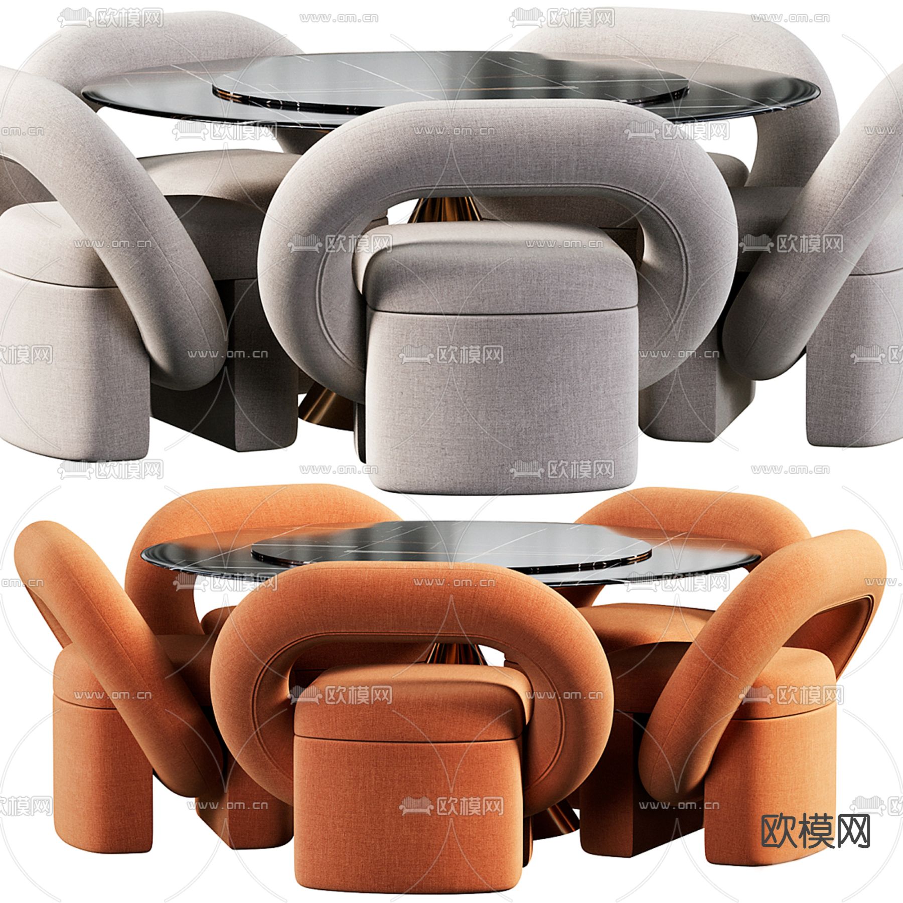 B&B Italia 餐桌椅3d模型下载（渲染图1）