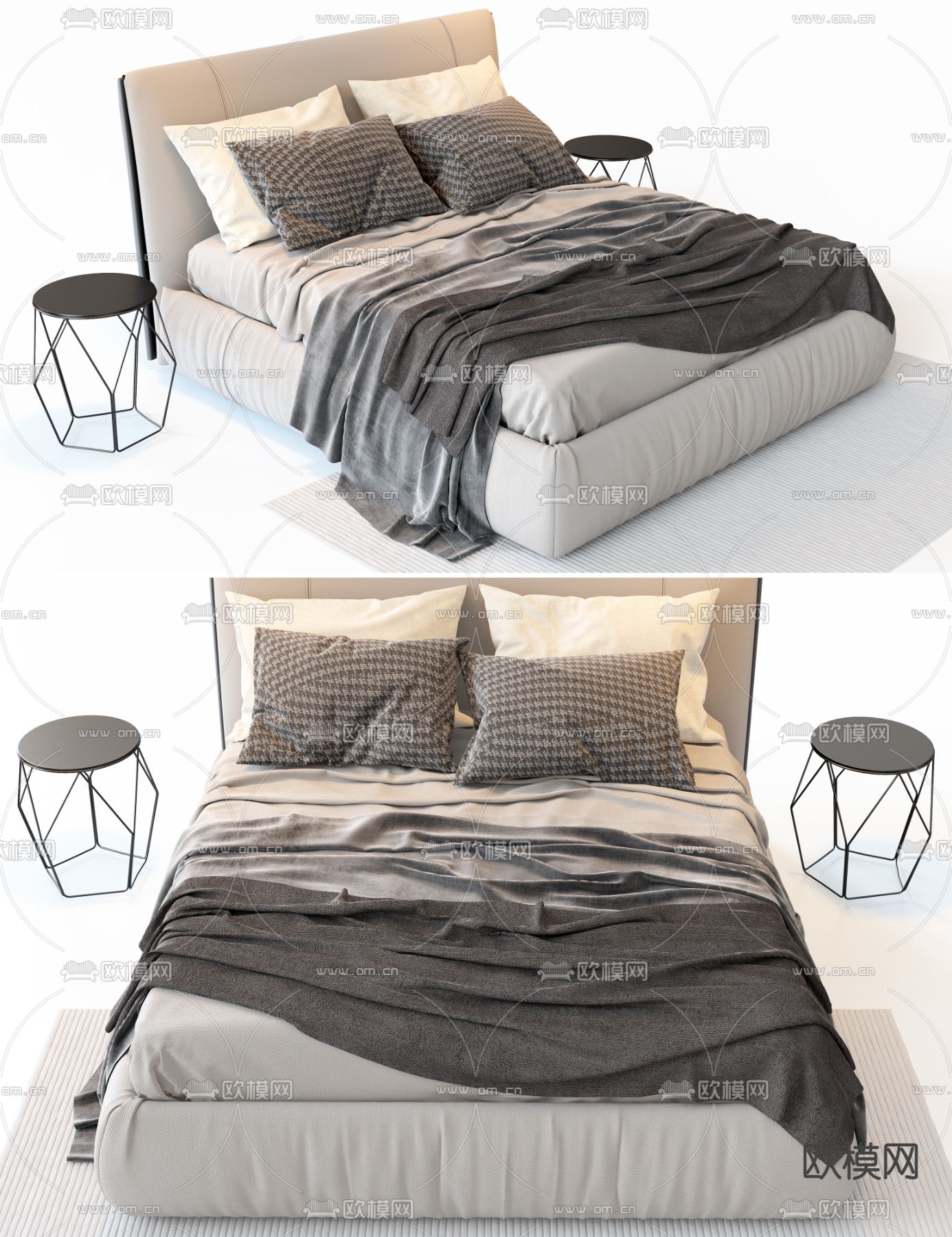 意大利 Meridiani Scott 双人床3d模型下载（渲染图1）