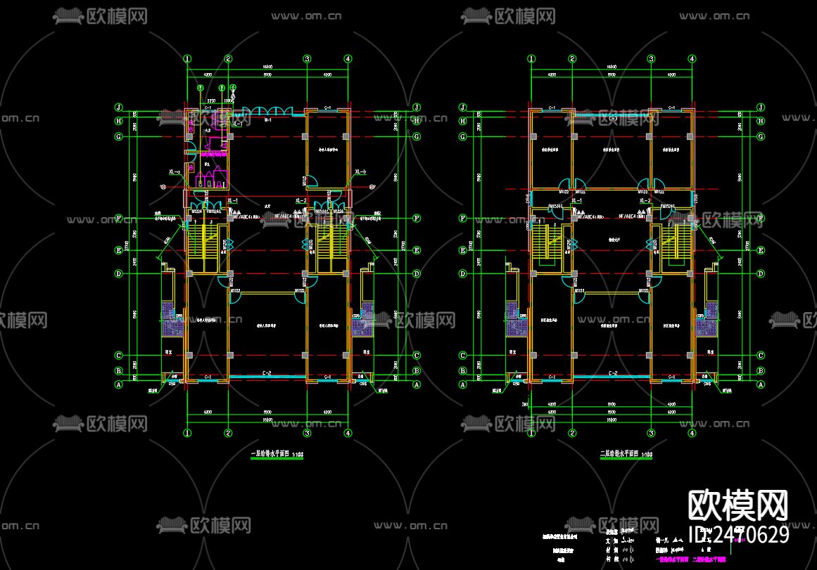 观景府4号楼给排水及水灭火系统CAD施工图下载（渲染图3）