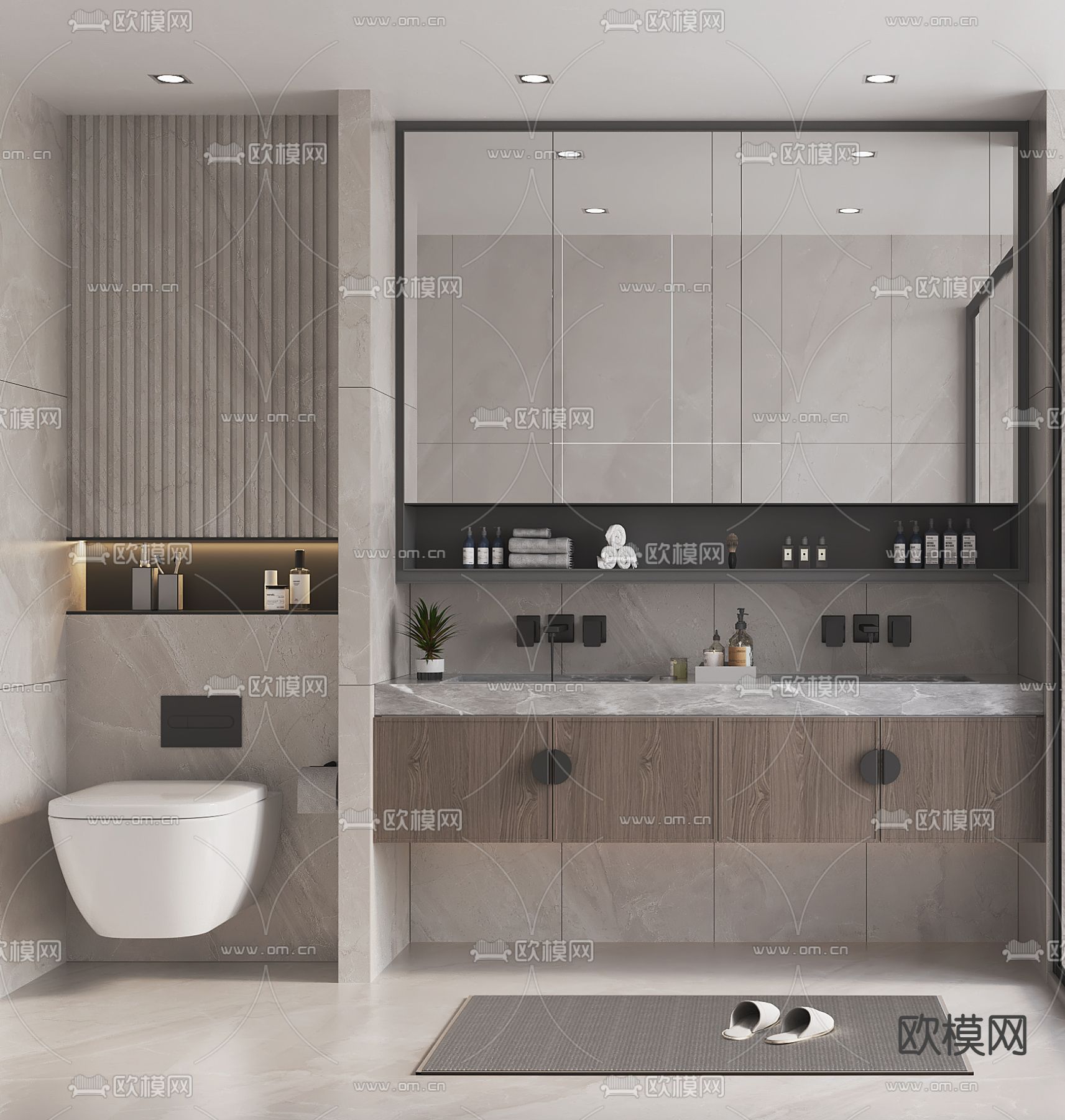 新中式卫生间 浴室su模型下载（渲染图2）