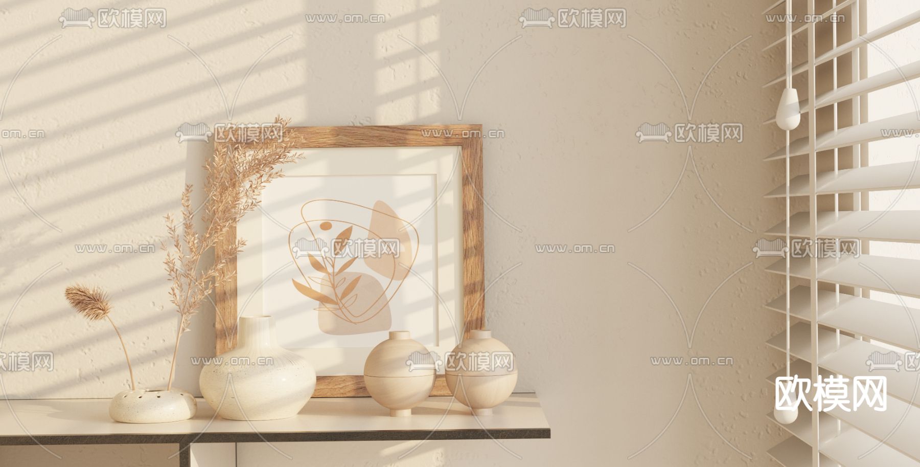 瓷器 干花饰品摆件3d模型下载