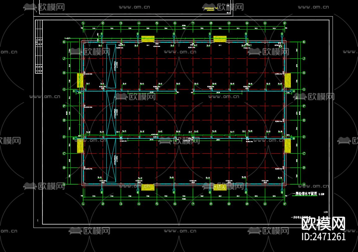 精湛基业机车部件有限公司1号厂房给排水CAD施工图下载（渲染图3）