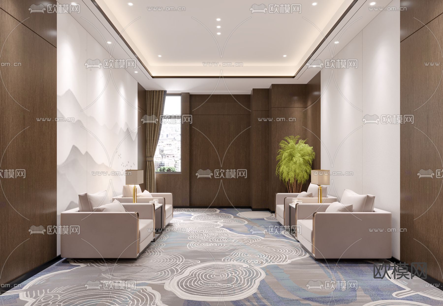 现代办公接待室免费3d模型下载