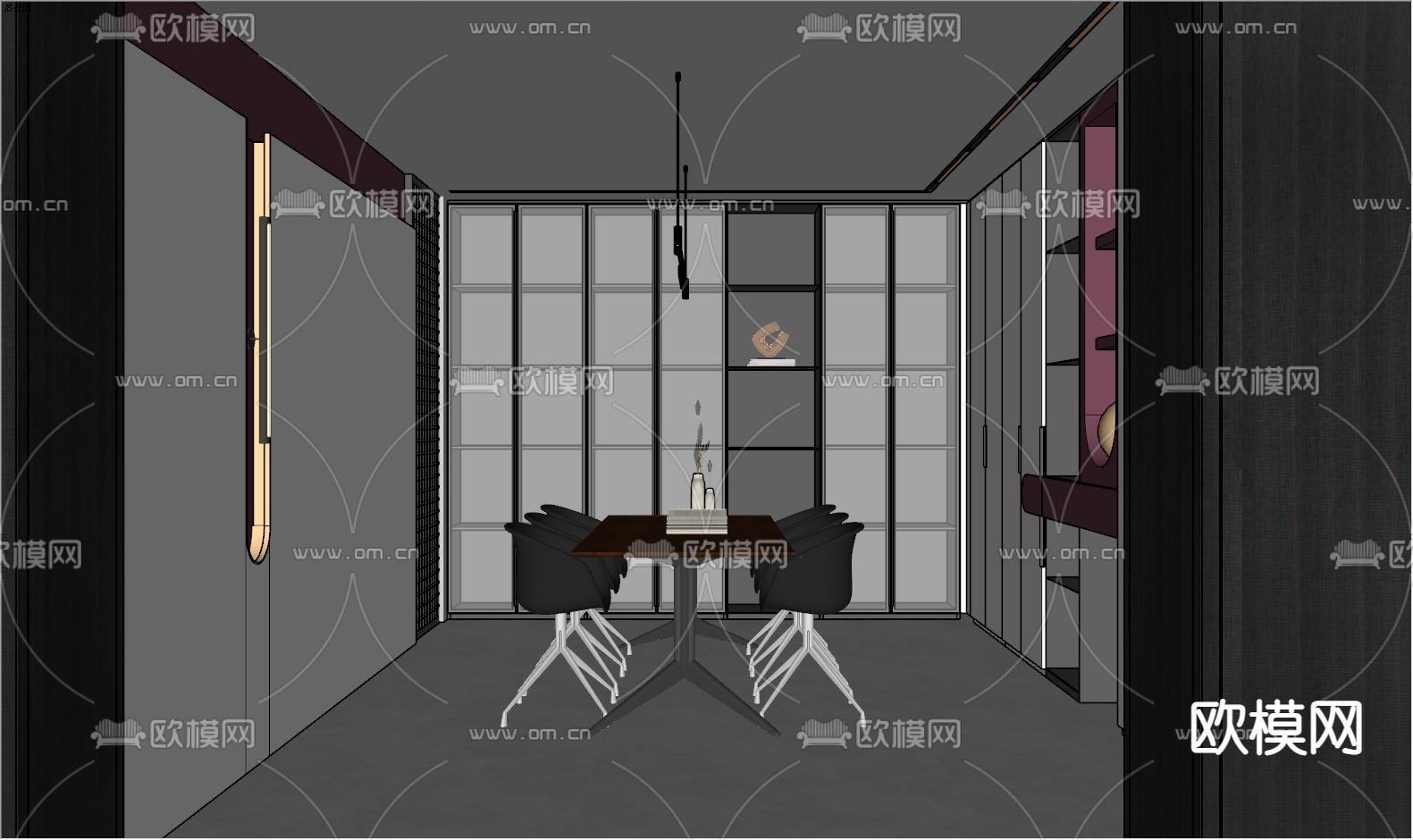 现代接待室 洽谈间su模型