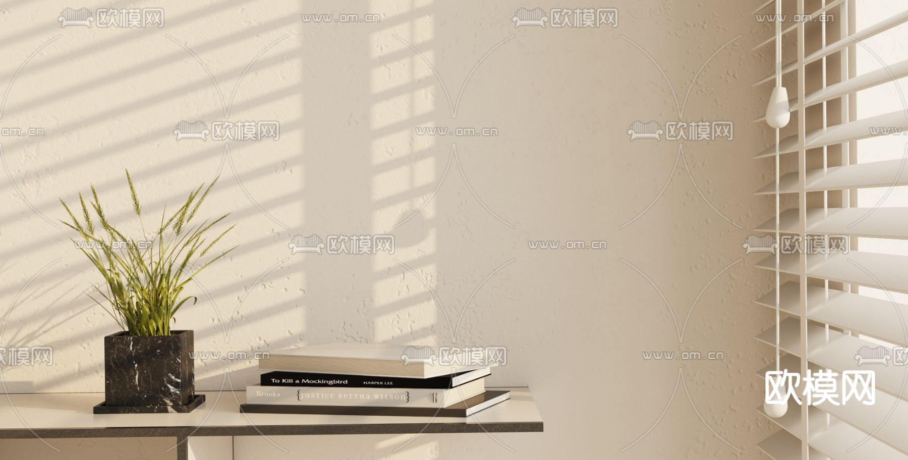 现代绿植 书籍饰品摆件3d模型下载