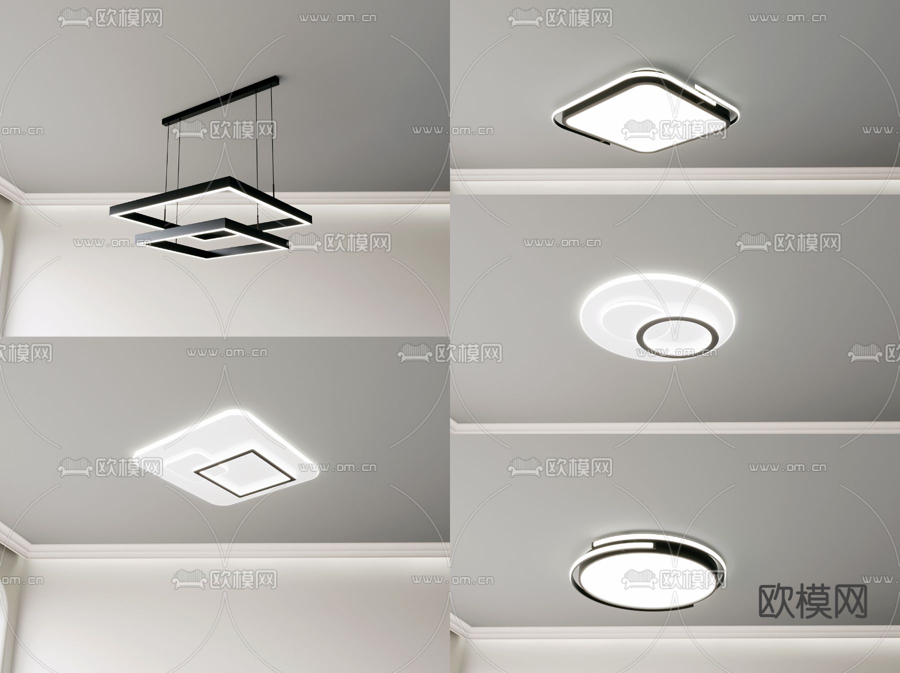 客厅灯 餐厅灯 几何灯3d模型下载（渲染图1）
