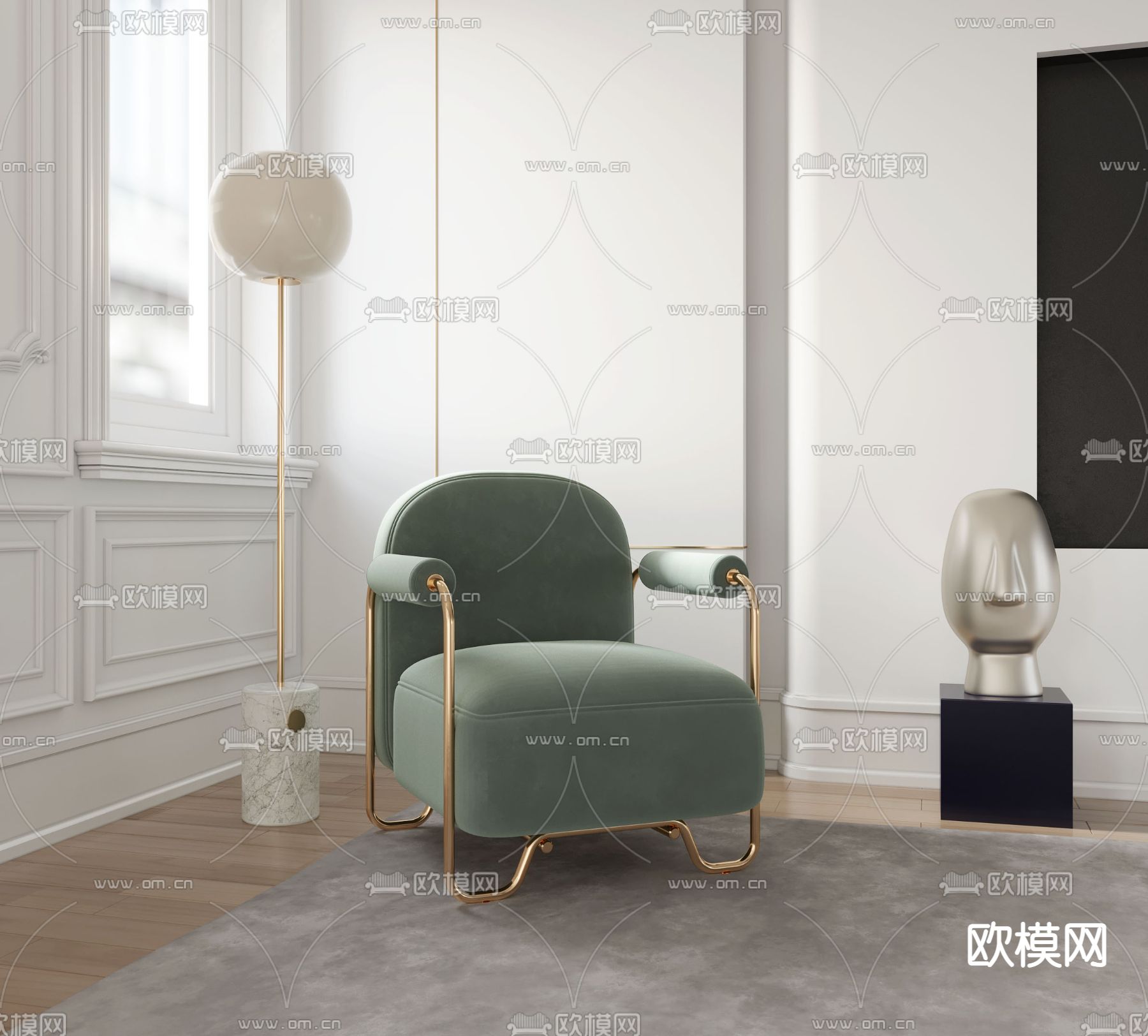 法式单人沙发免费3d模型下载