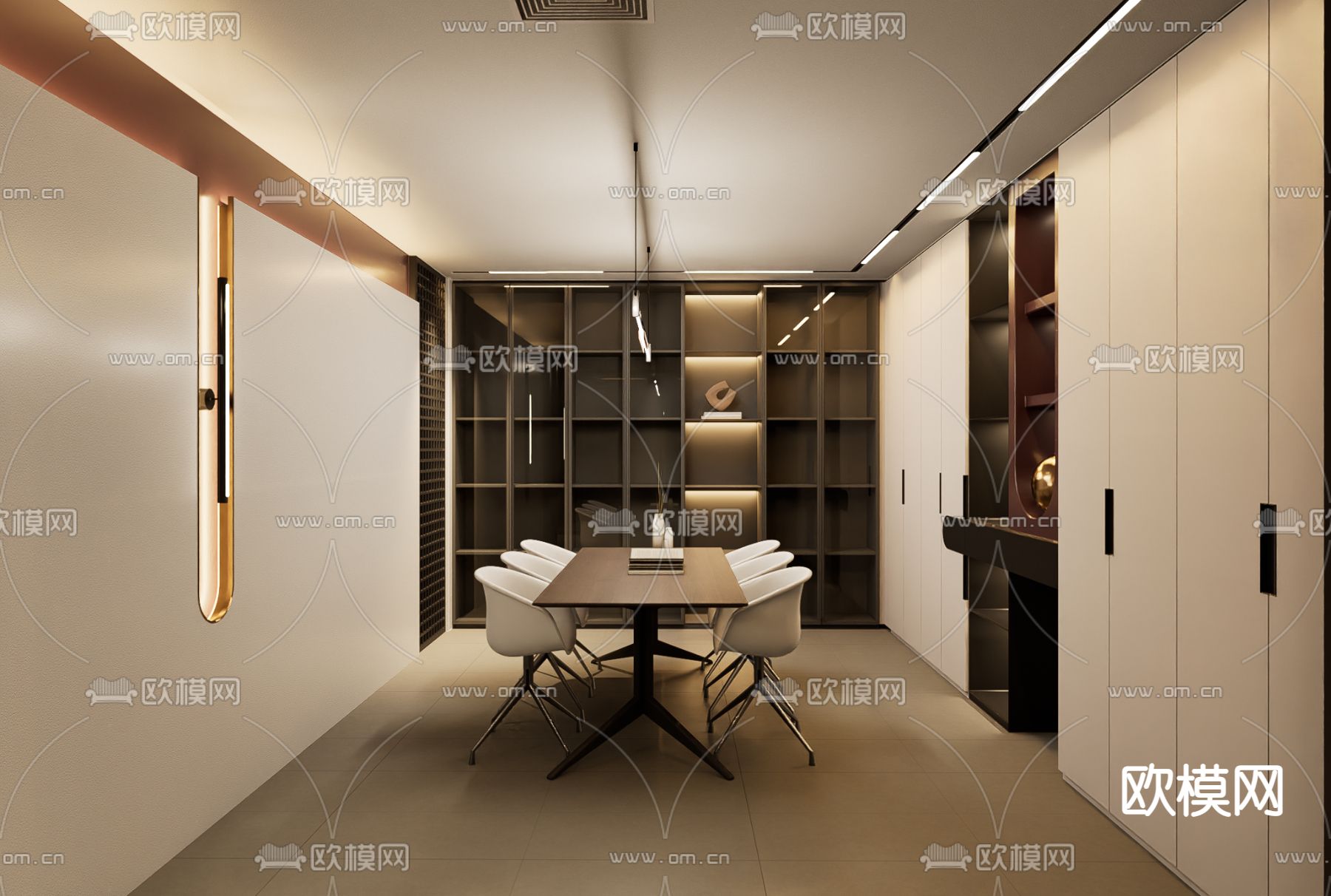 现代接待室 洽谈间su模型