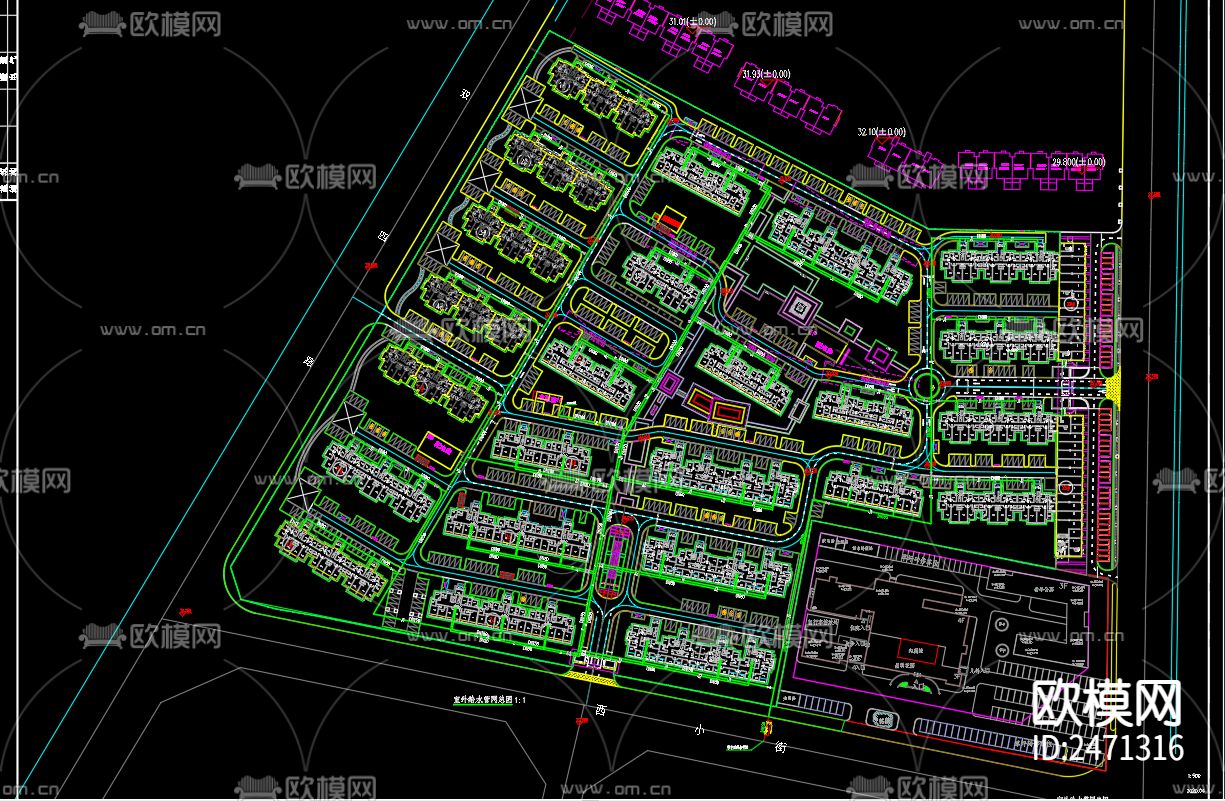 双沟酒都室外管网CAD施工图下载（渲染图1）