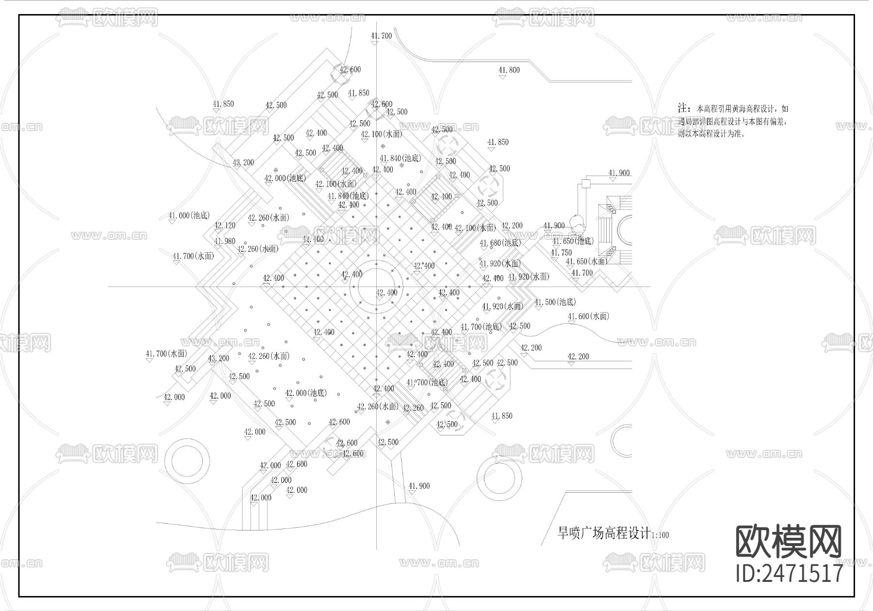 旱喷广场CAD施工图下载（渲染图4）