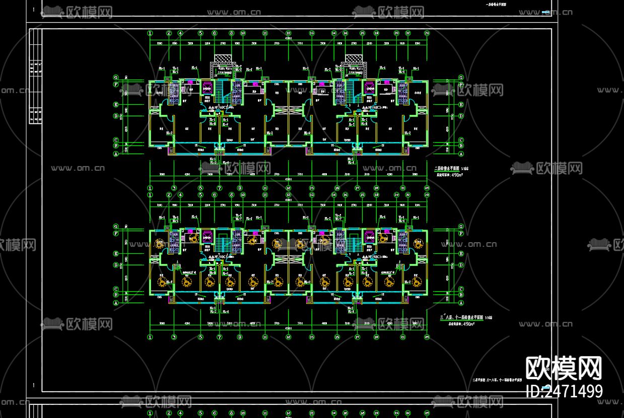 佳和世纪御园5号给排水及水灭火系统CAD施工图下载（渲染图4）
