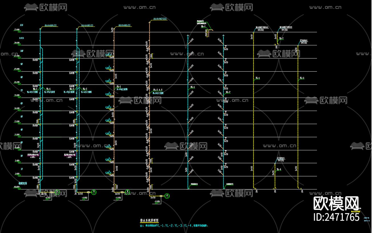 早陈阳光小区20号楼给排水及水灭火系统CAD施工图下载（渲染图2）
