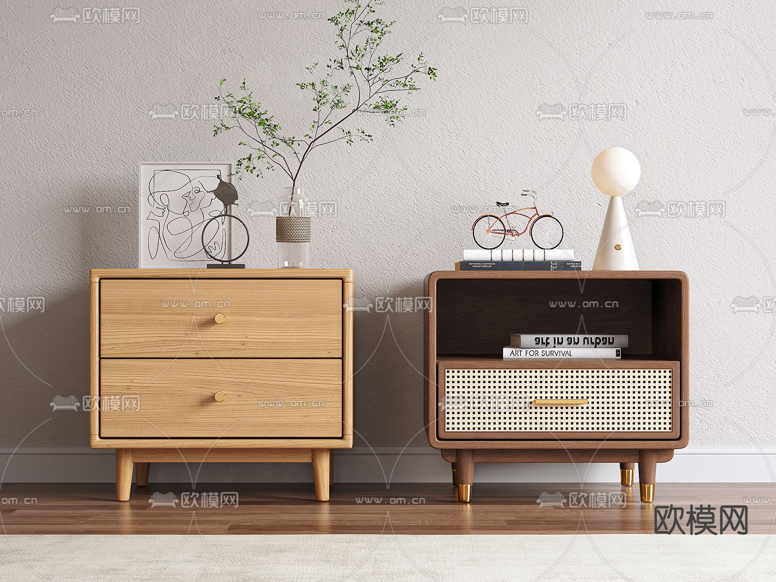 北欧床头柜3d模型下载