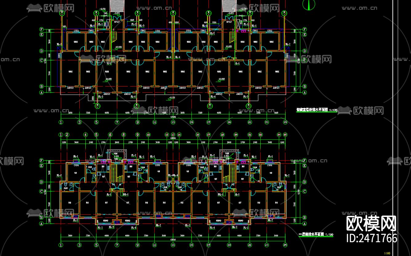 柳山新村集中居住区8号楼给排水CAD施工图下载（渲染图2）