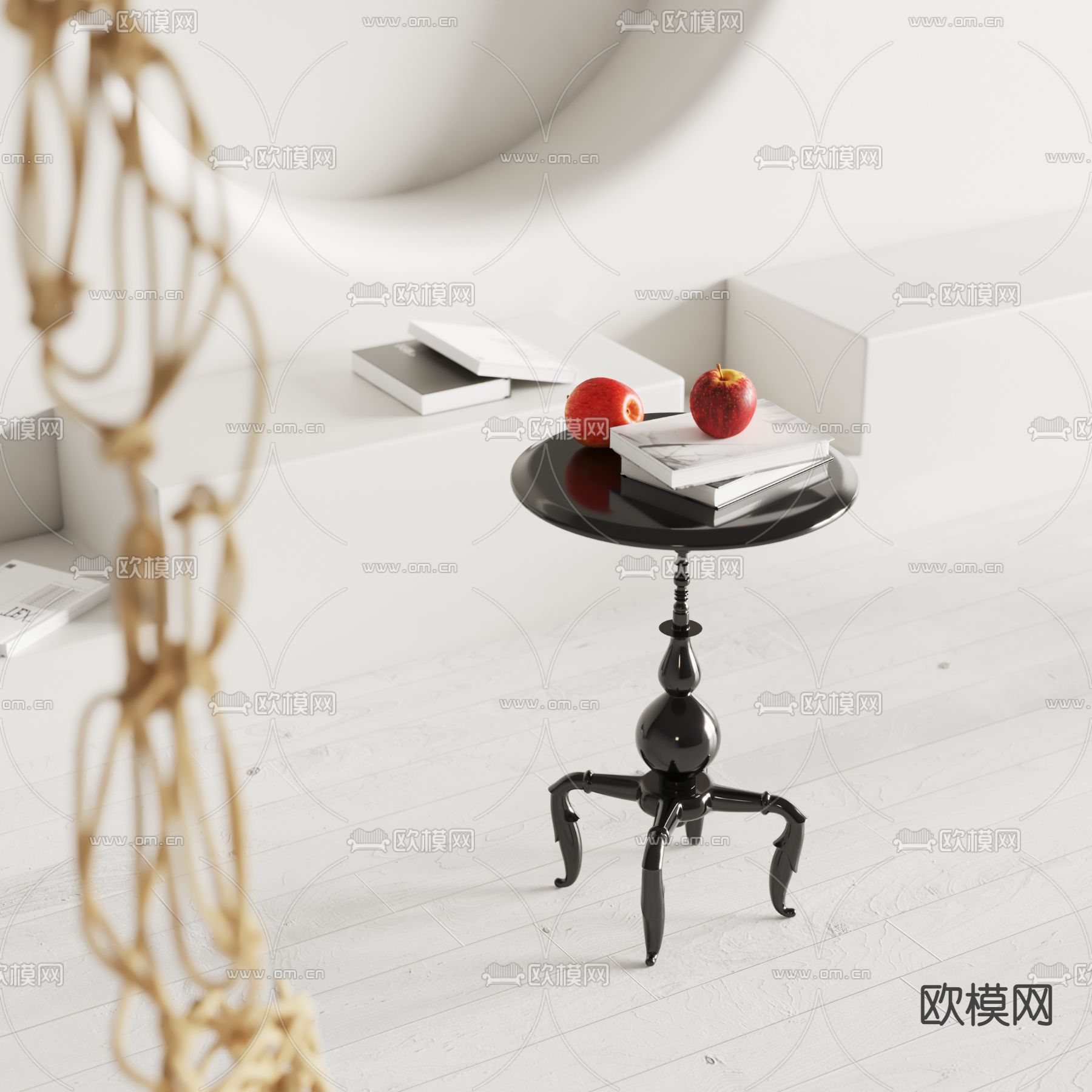 美式边几 圆几su模型