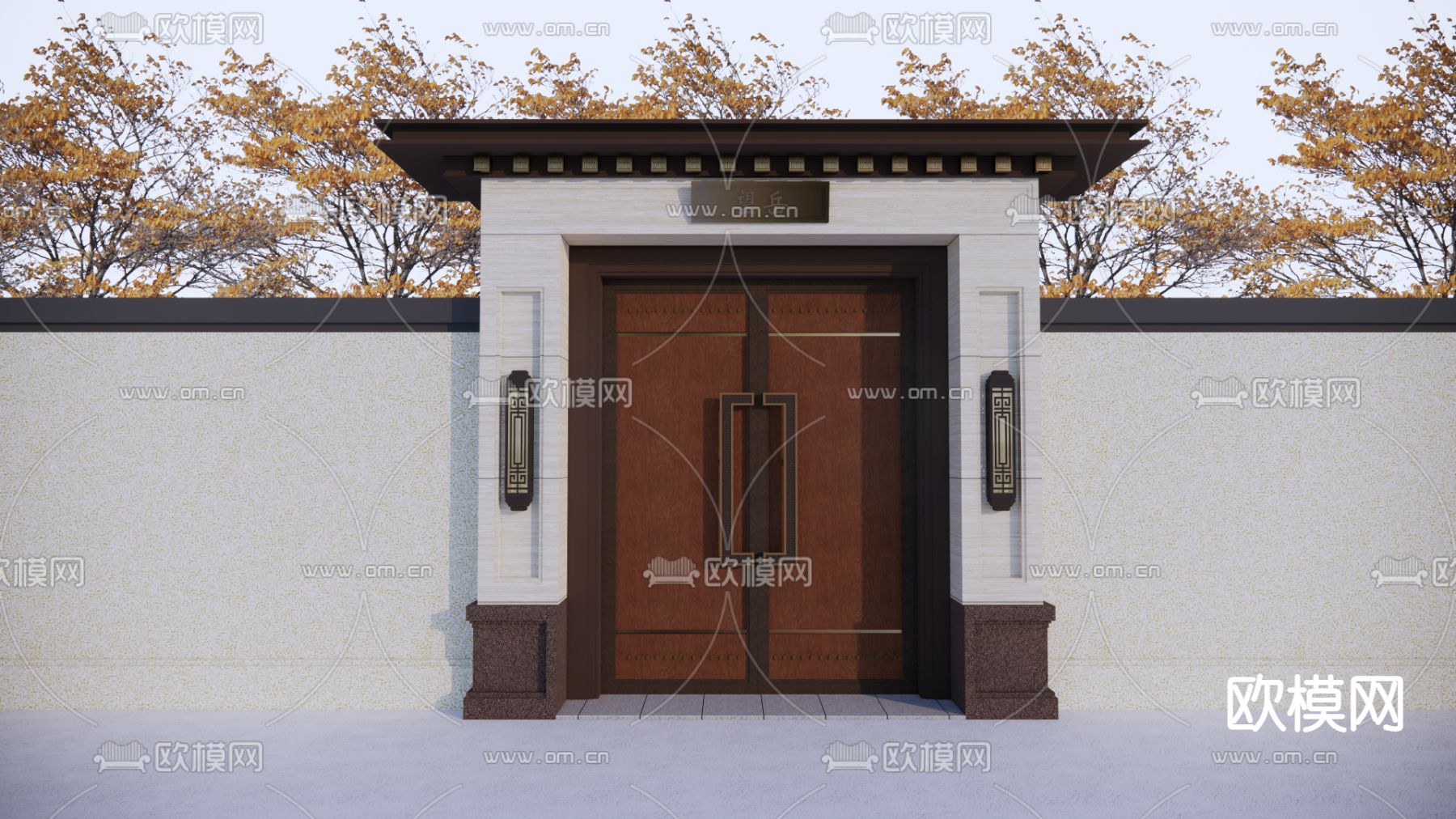 新中式别墅门 坊门 庭院门su模型下载_ID12298715_sketchup模型下载-欧模网