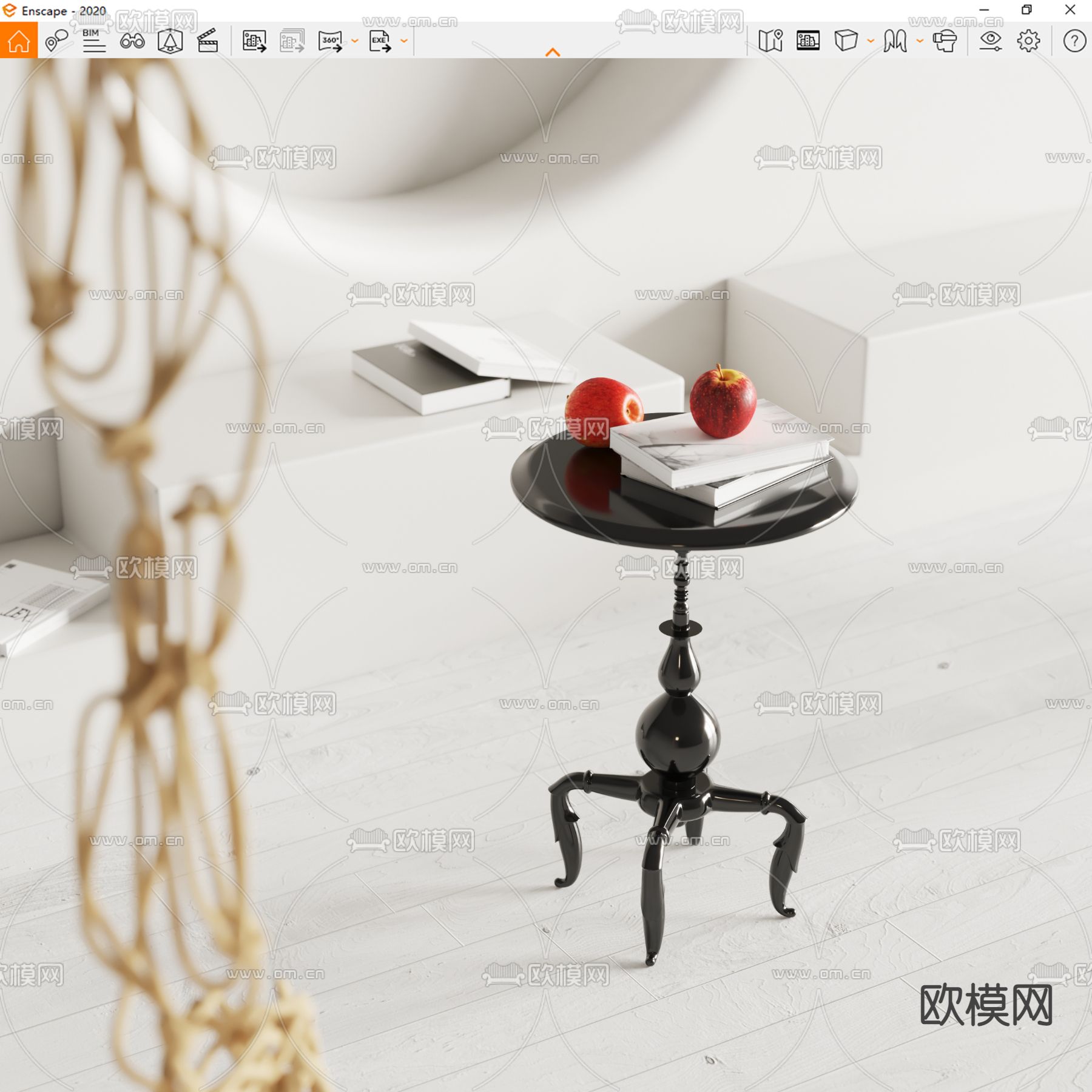 美式边几 圆几su模型