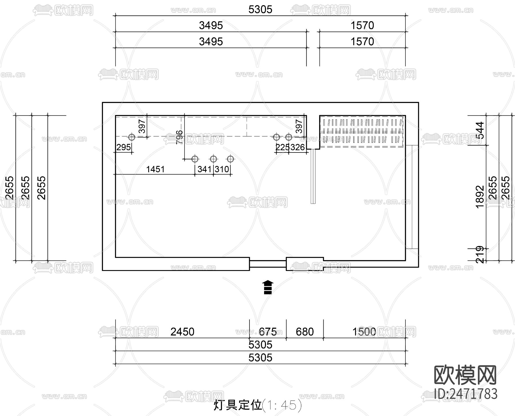 书房设计方案CAD施工图下载（渲染图1）