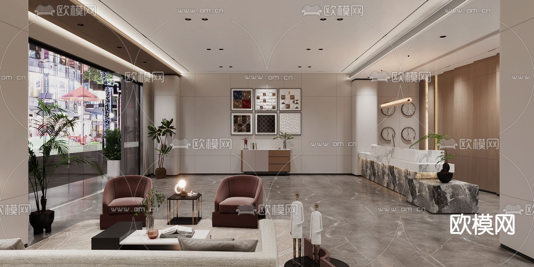 现代酒店大厅3d模型下载（渲染图3）