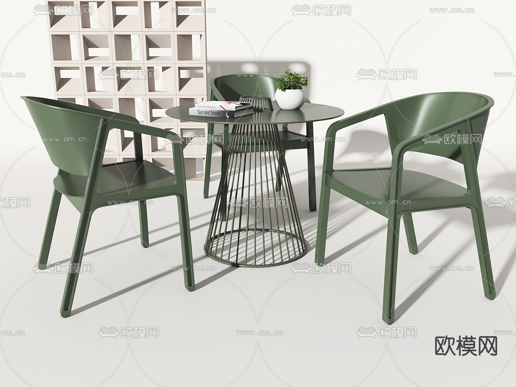 工业风休闲桌椅3d模型下载