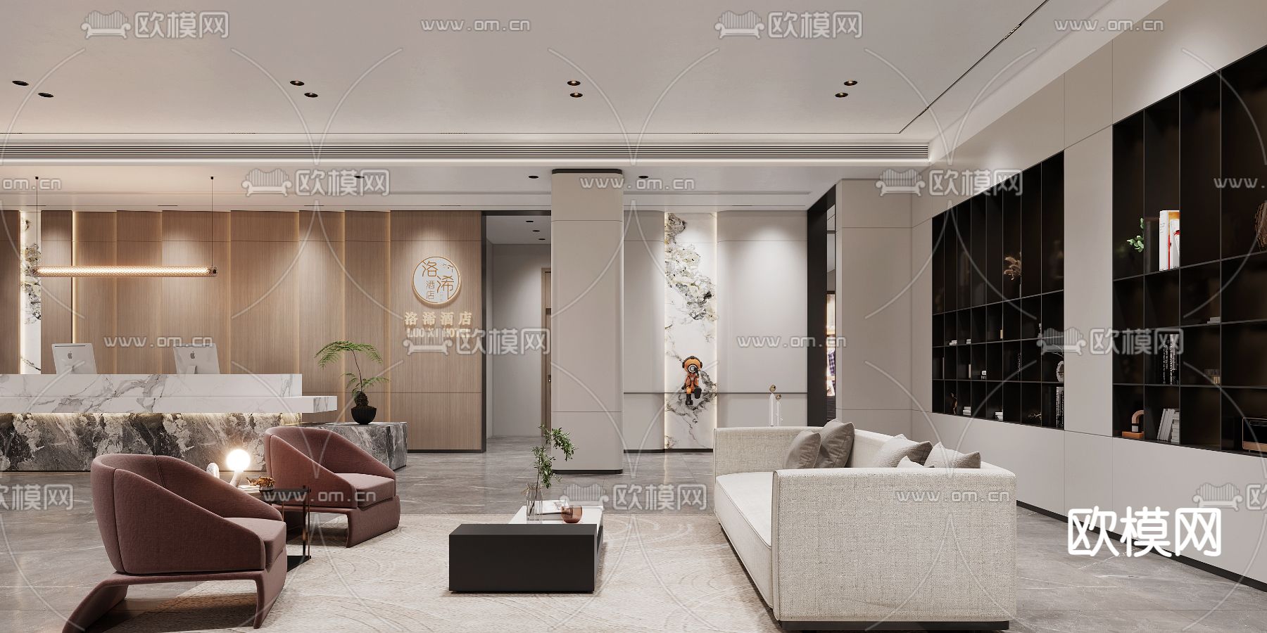 现代酒店大厅3d模型下载（渲染图4）