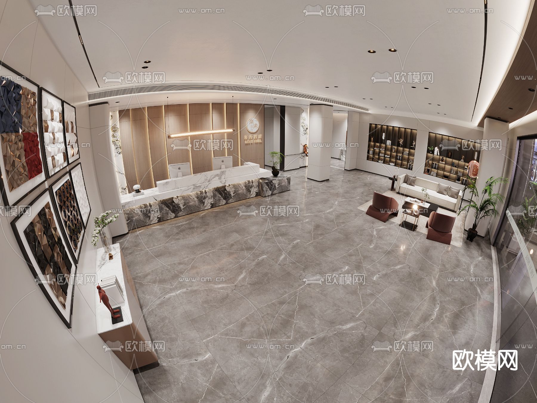 现代酒店大厅3d模型下载（渲染图5）