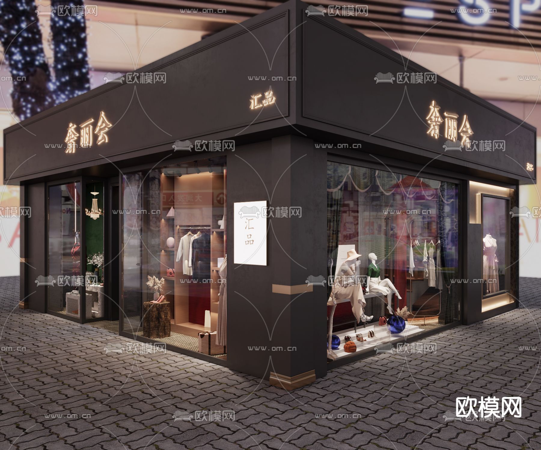 美式服装店3d模型下载（渲染图2）