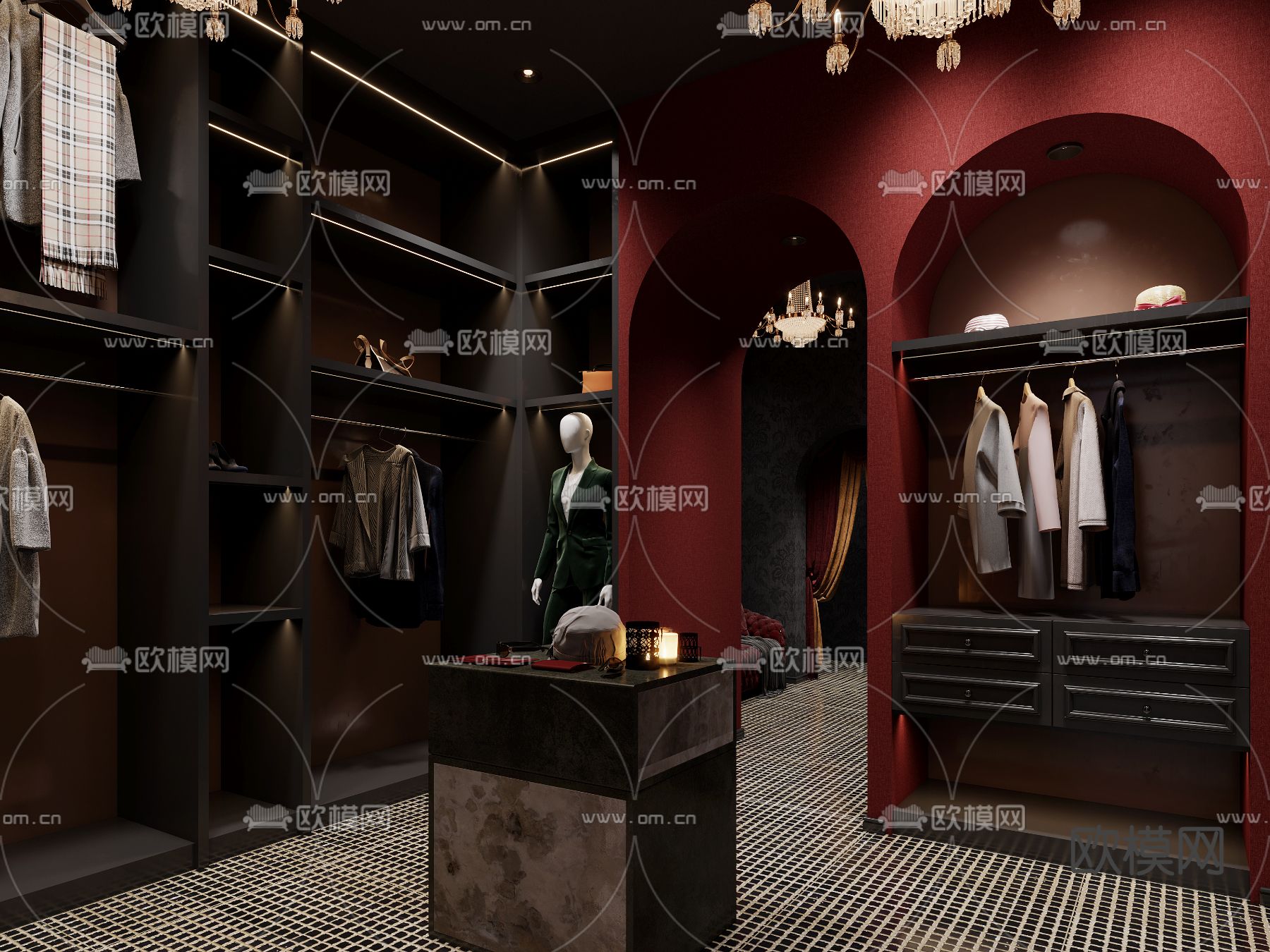 美式服装店3d模型下载（渲染图4）