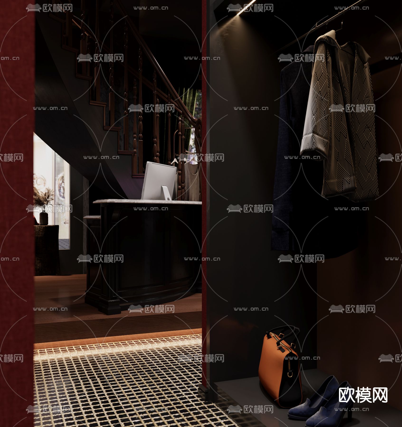 美式服装店3d模型下载（渲染图3）