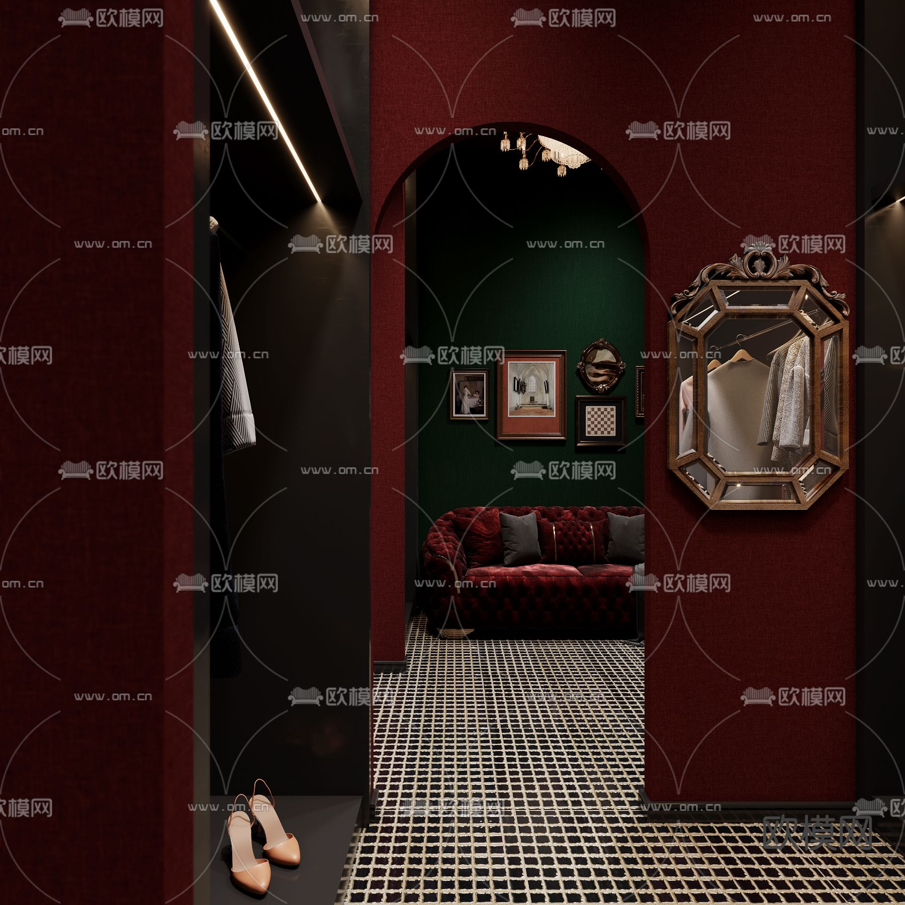 美式服装店3d模型下载（渲染图7）