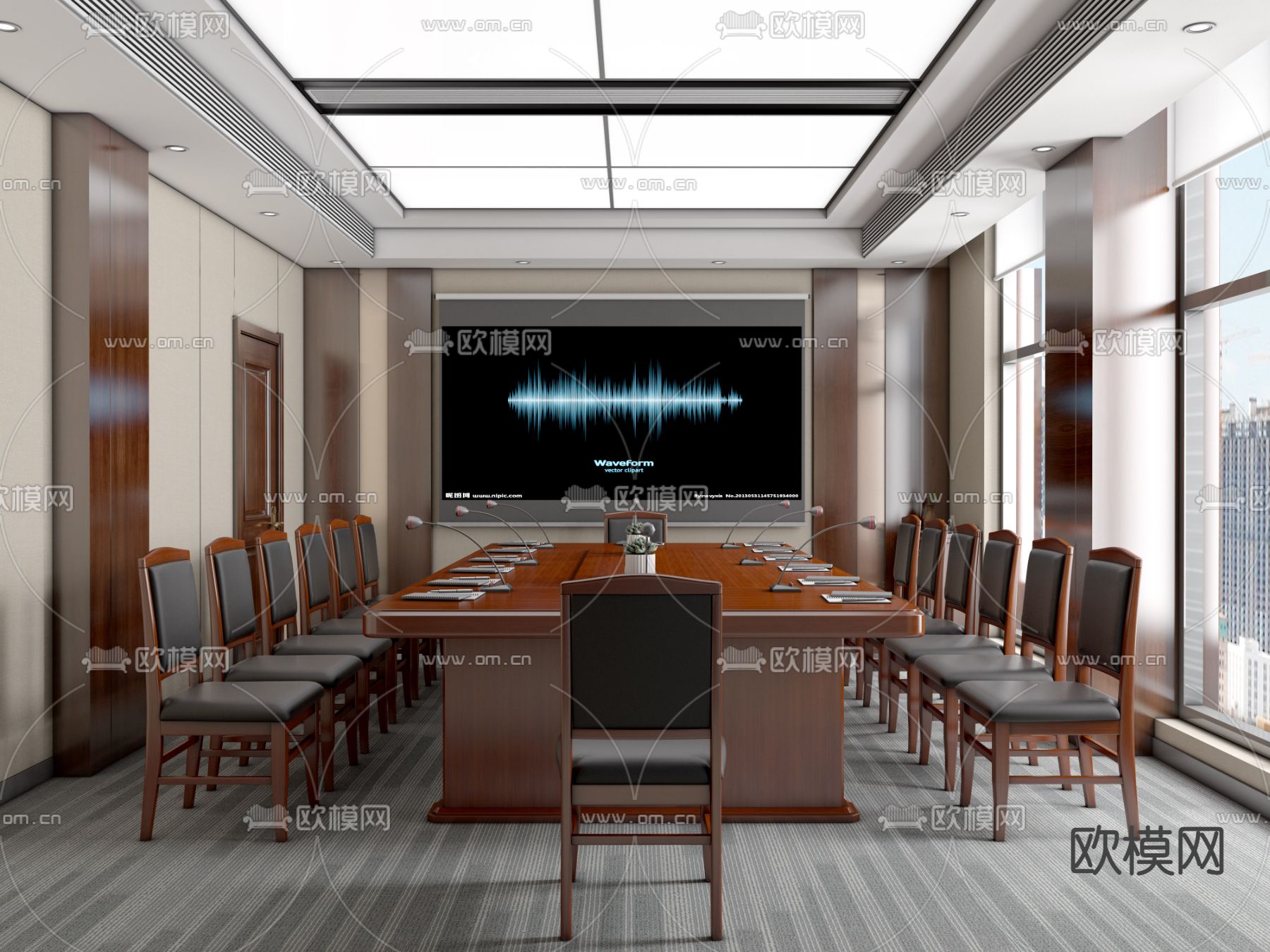 办公党建会议室 洽谈室3d模型下载_ID12298967_3dmax免费模型-欧模网