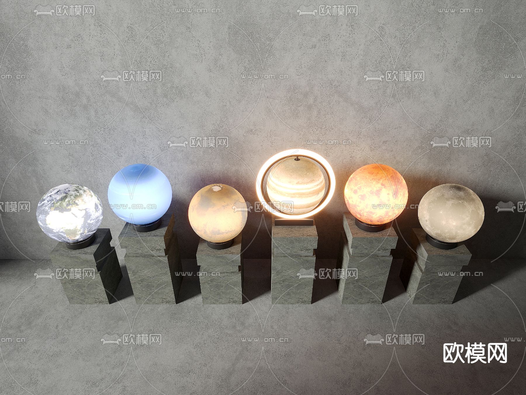 现代星球景观灯3d模型下载（渲染图1）