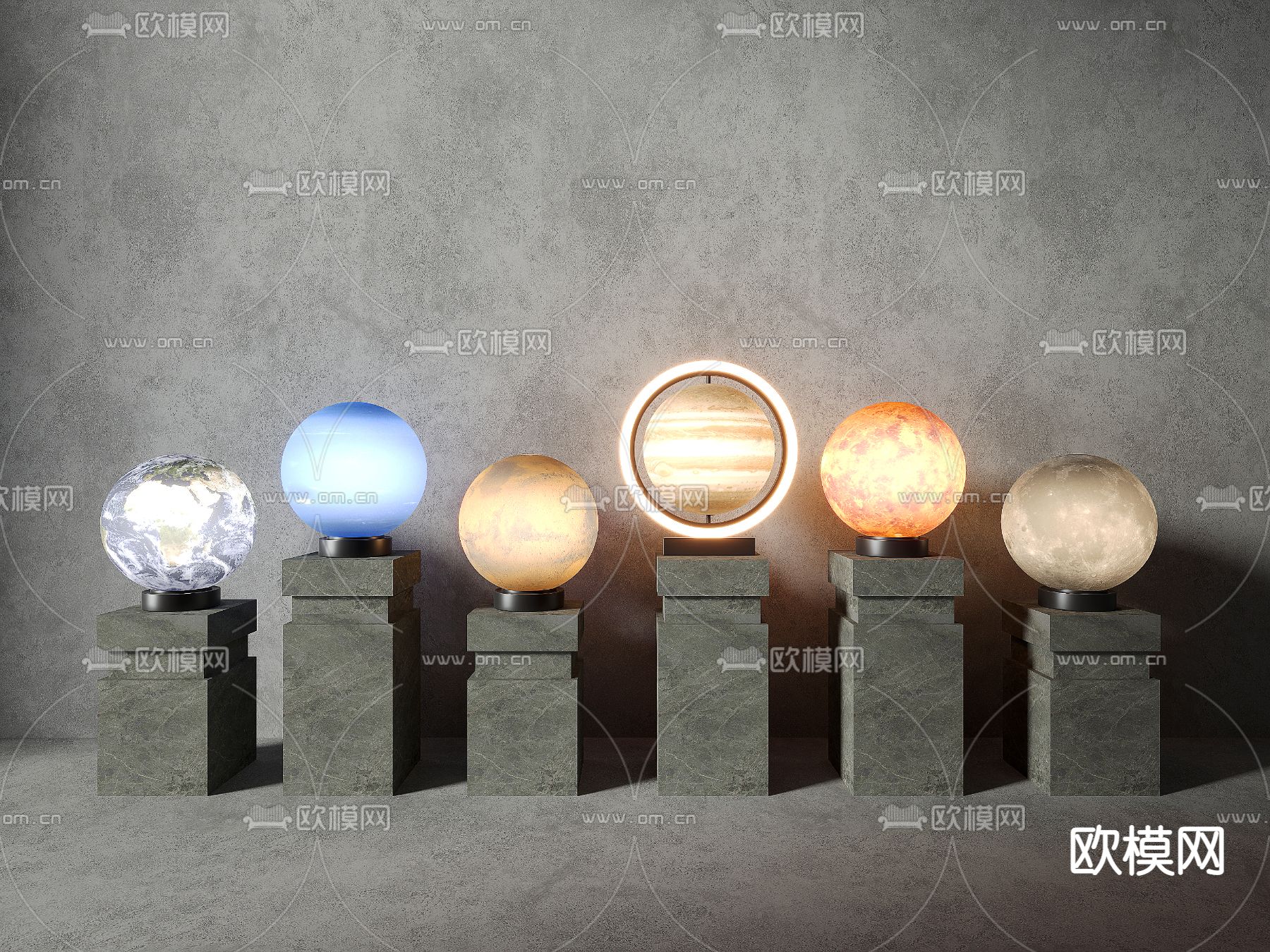 现代星球景观灯3d模型下载（渲染图2）