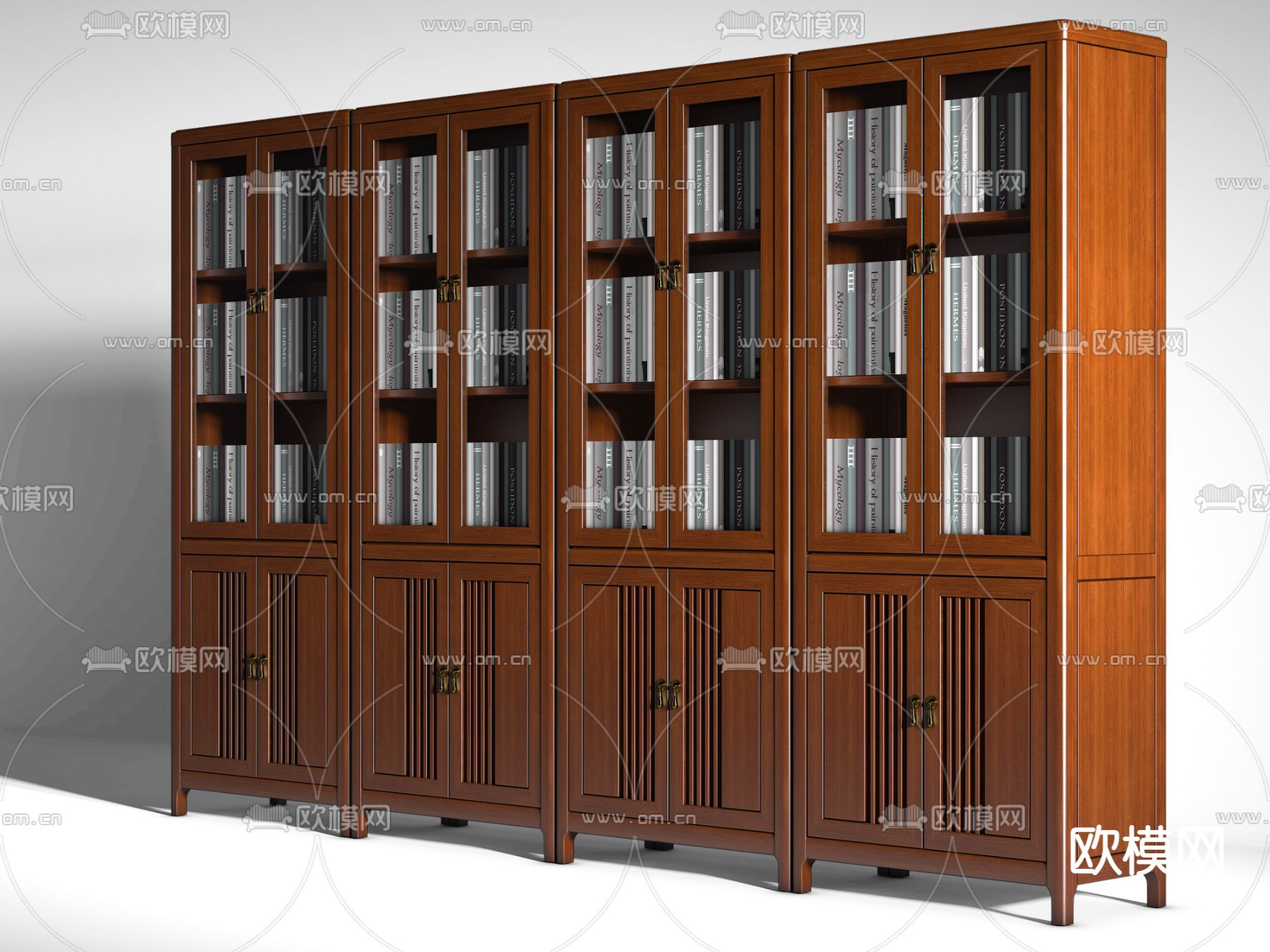 新中式书柜 文件柜3d模型下载（渲染图3）