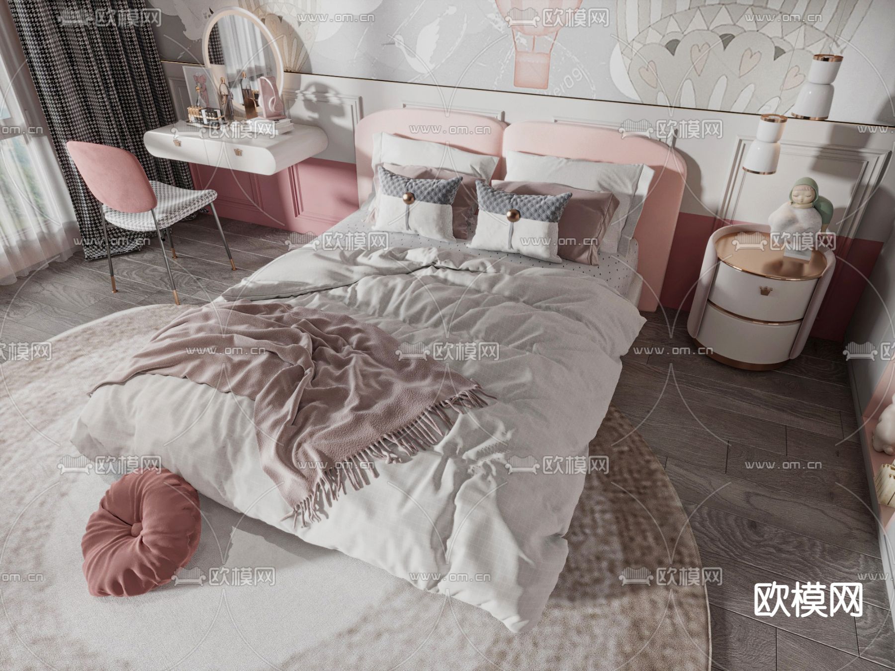 现代儿童床3d模型下载