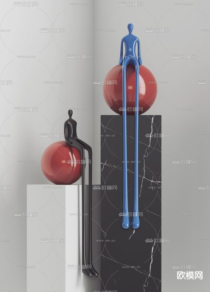 瑜伽人物雕塑 摆件3d模型下载