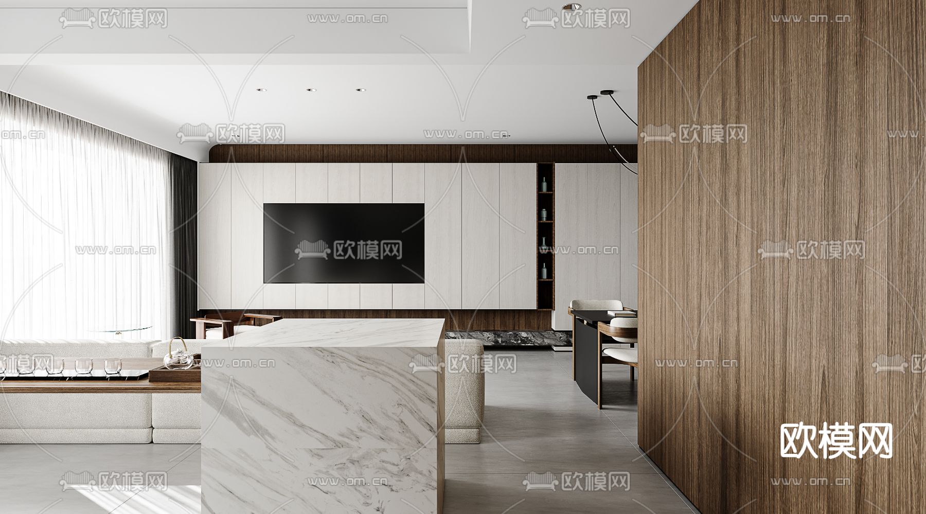 后现代客餐厅3d模型下载（渲染图3）