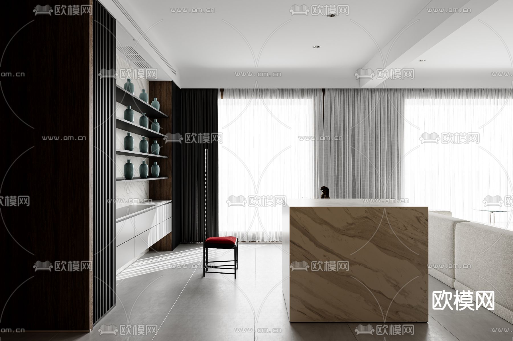 后现代客餐厅3d模型下载（渲染图4）