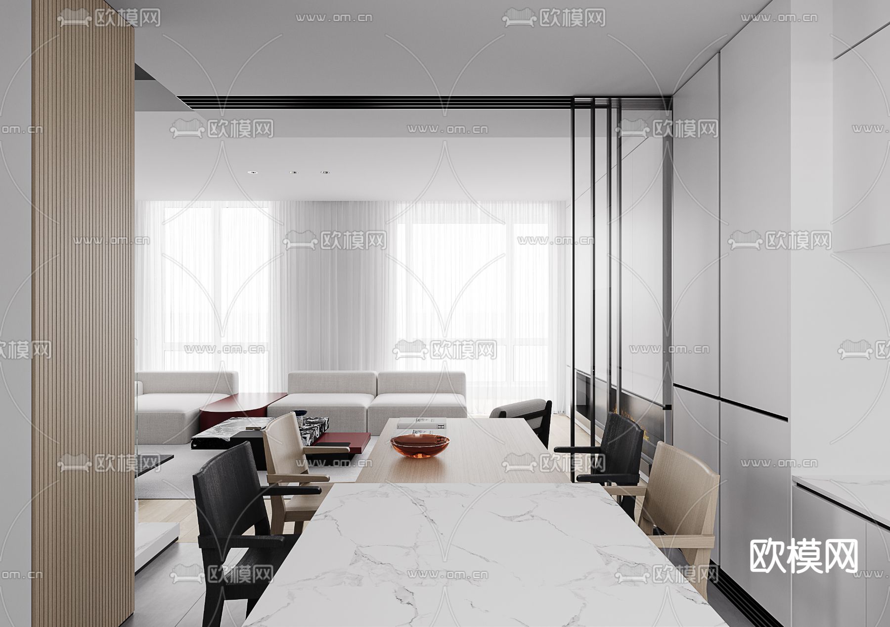 高级灰公寓 客餐厅3d模型