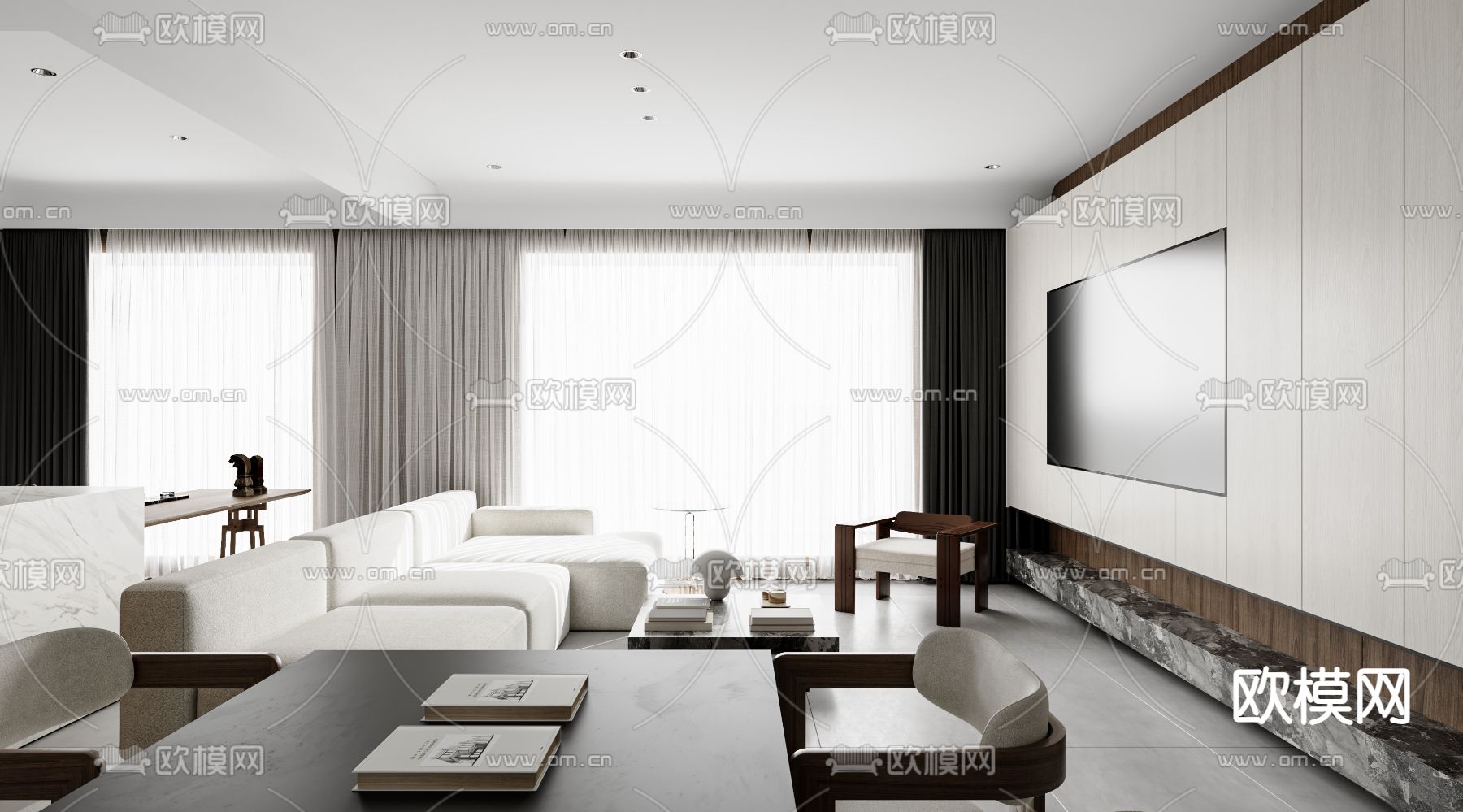 后现代客餐厅3d模型下载（渲染图6）